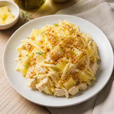 Хрустящий салат с ананасами и курицей — рецепт с фото