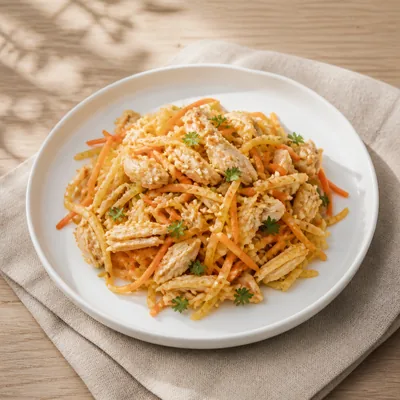 Салат 'Дыхание дракона' с курицей, картофелем и морковью по-корейски — рецепт с фото
